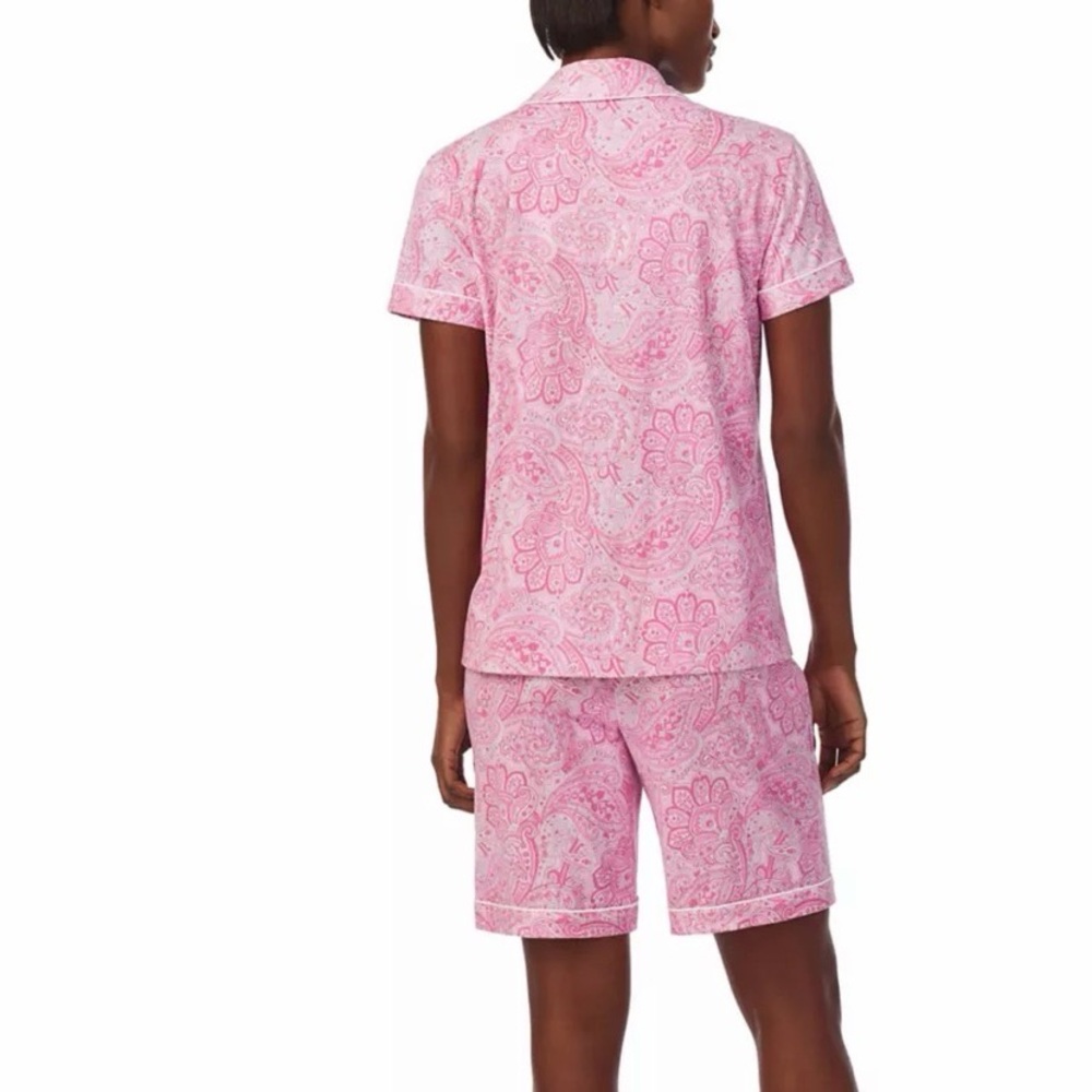 Lauren Ralph Lauren Short Sleeve Notch Collar Bermuda Pajama Set Size Large - Picture 2 of 8